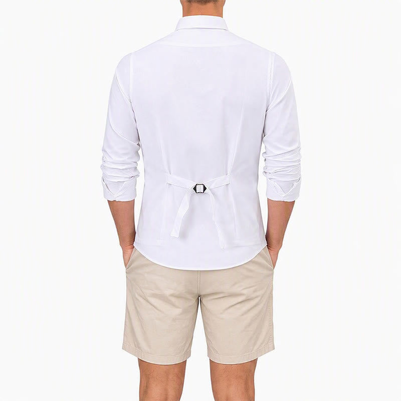 Gilet décontracté minimaliste pour homme en lin et coton mélangés - image 2