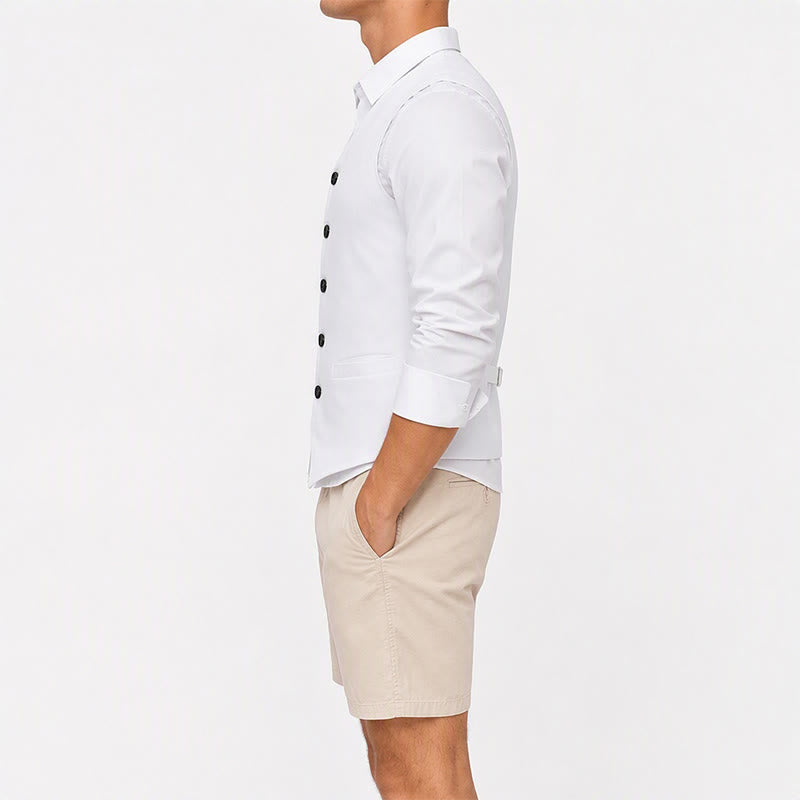 Gilet décontracté minimaliste pour homme en lin et coton mélangés - image 3