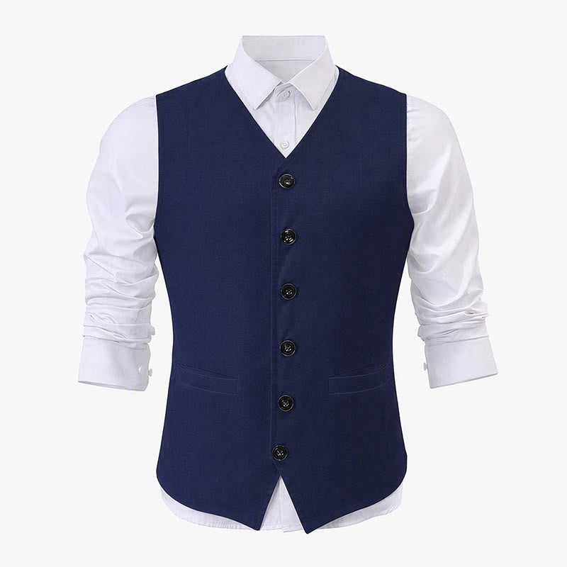 Gilet décontracté minimaliste pour homme en lin et coton mélangés - image 14