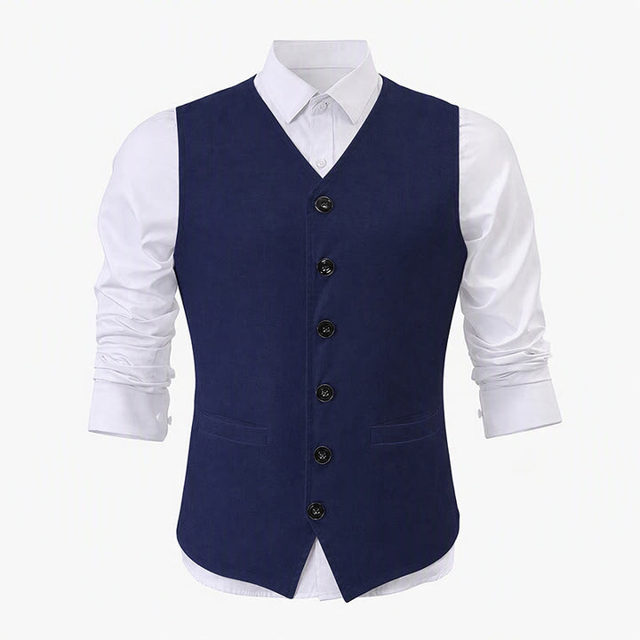 Gilet décontracté minimaliste pour homme en lin et coton mélangés - image 14