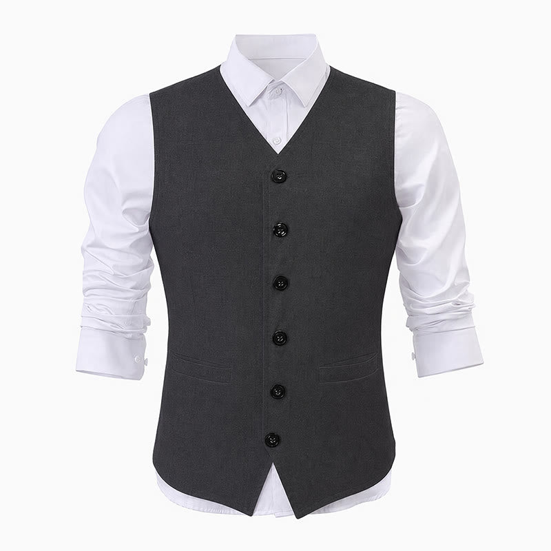 Gilet décontracté minimaliste pour homme en lin et coton mélangés - image 13