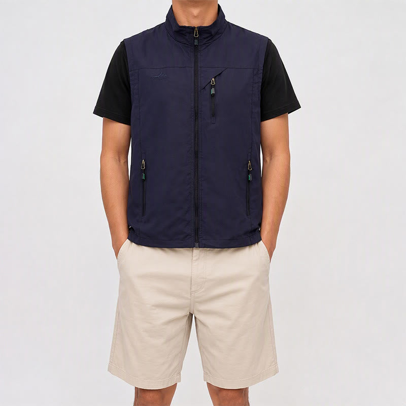 Gilet léger pour homme, 4 saisons, séchage rapide, poches multiples, fermeture éclair - image 1