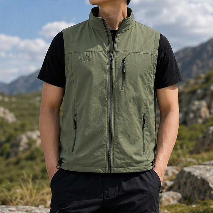 Gilet léger pour homme, 4 saisons, séchage rapide, poches multiples, fermeture éclair - Vert armée - 5XL - image 7