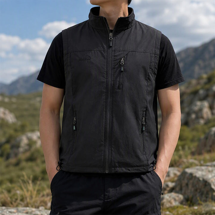 Gilet léger pour homme, 4 saisons, séchage rapide, poches multiples, fermeture éclair - Noir - 5XL - image 5
