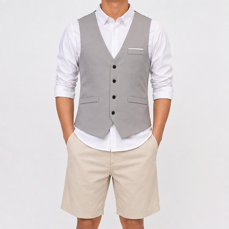 Gilet de costume slim fit britannique pour homme, style formel et professionnel. - image 1