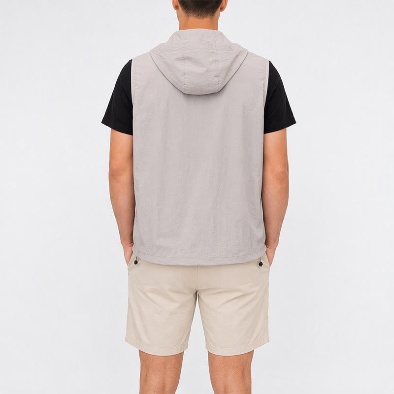 Gilet de sport respirant à capuche pour homme, offrant une protection solaire et idéal pour les activités de plein air. - image 2