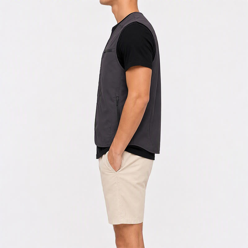 Gilet utilitaire d'extérieur pour homme, à poches multiples zippées et séchage rapide. - image 3