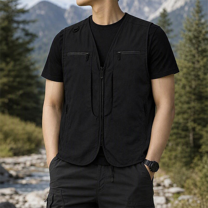 Gilet utilitaire d'extérieur pour homme, à poches multiples zippées et séchage rapide. - Noir - 8XL - image 4