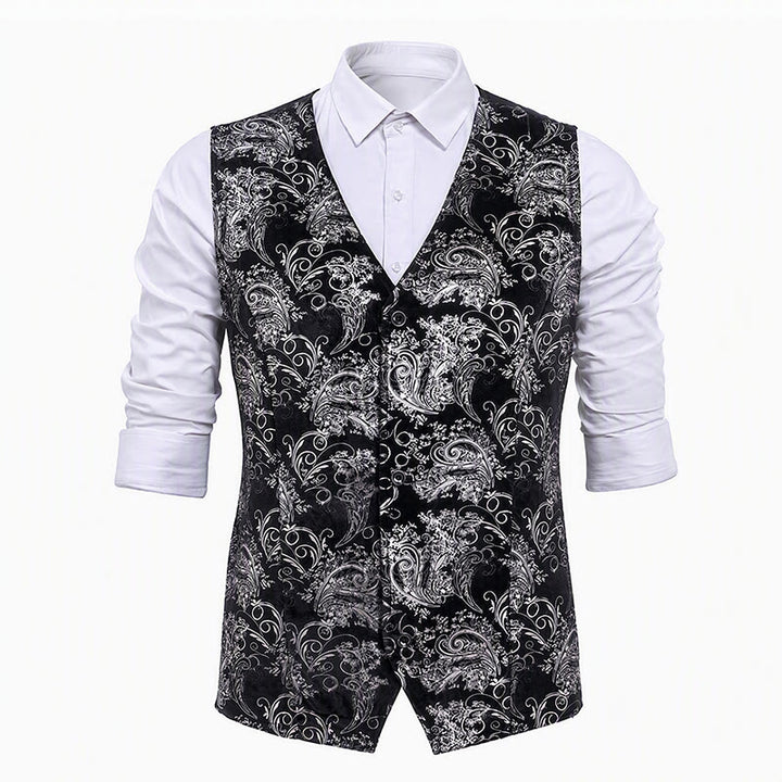Gilet de costume de soirée/club de luxe pour homme, imprimé baroque vintage - image 13