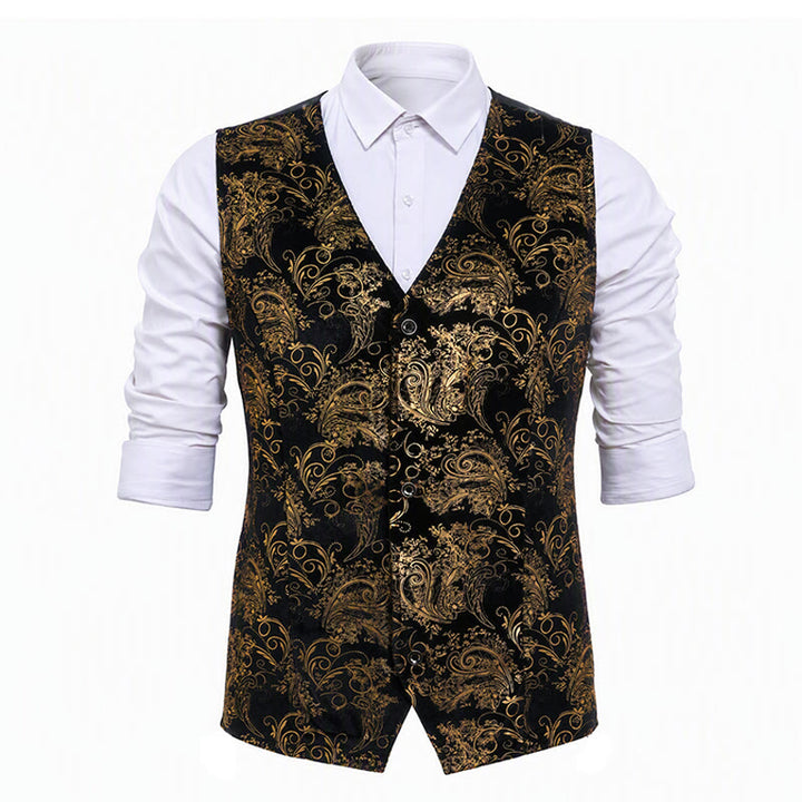 Gilet de costume de soirée/club de luxe pour homme, imprimé baroque vintage - image 11