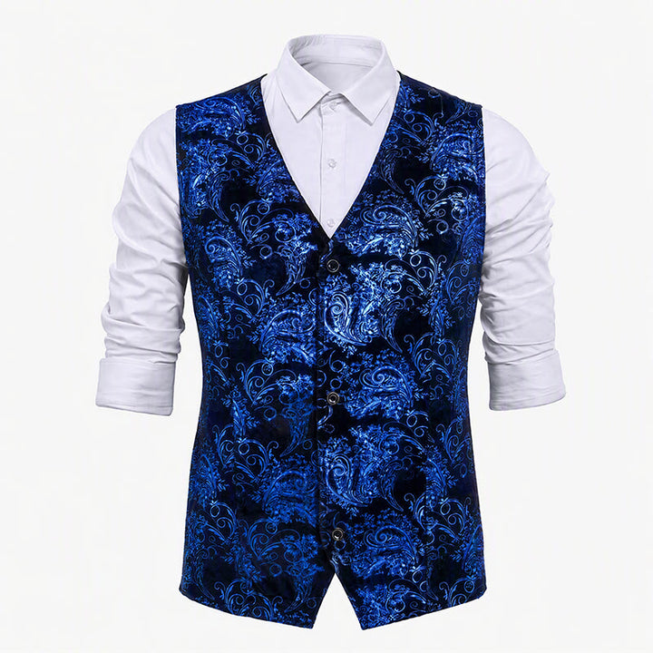 Gilet de costume de soirée/club de luxe pour homme, imprimé baroque vintage - image 14