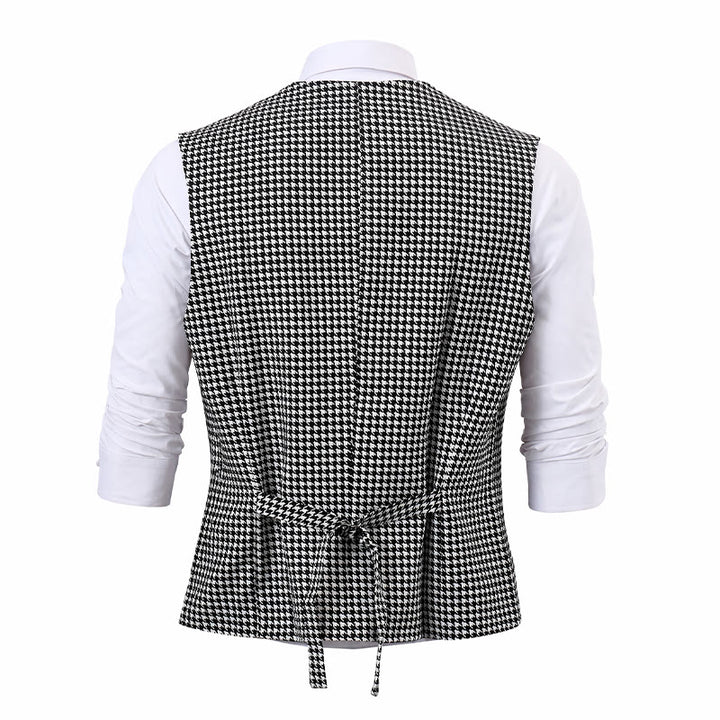 Gilet de costume homme à col en U croisé et motif pied-de-poule - image 9