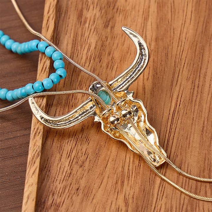 Collier bolo en forme de Y Desert Sky à 2 couches de perles et de longhorn - image 2