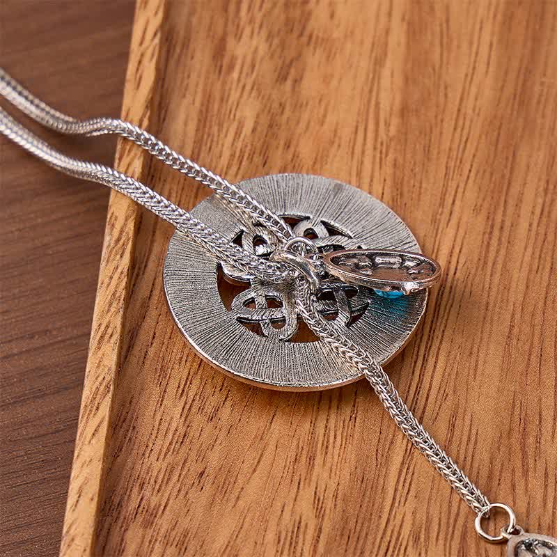 Collier bolo en forme de Y avec médaillon central turquoise de style celtique - image 2