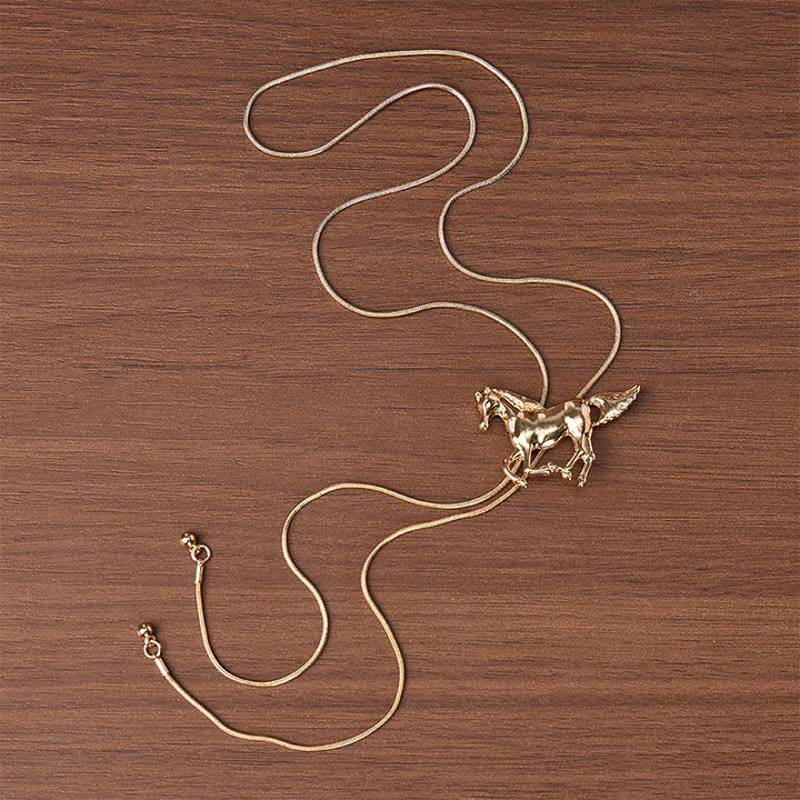 Collier bolo en forme de Y avec lasso et motif cheval western Wild Mustang - image 3