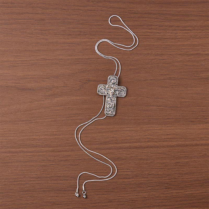 Collier bolo en forme de Y avec gravure Cowboy Faith & Horns - image 3