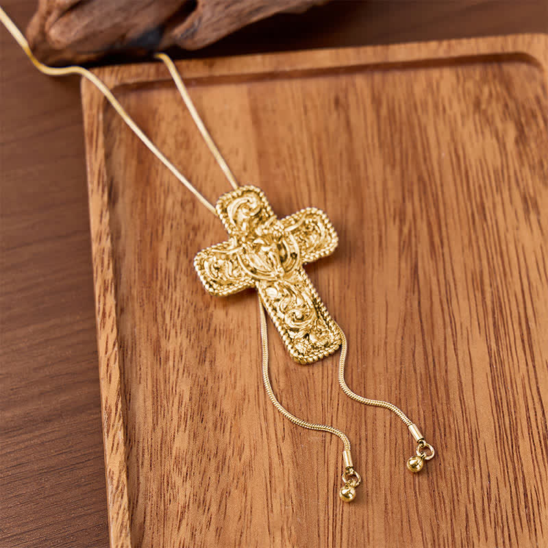 Collier bolo en forme de Y avec gravure Cowboy Faith & Horns - Or - image 4
