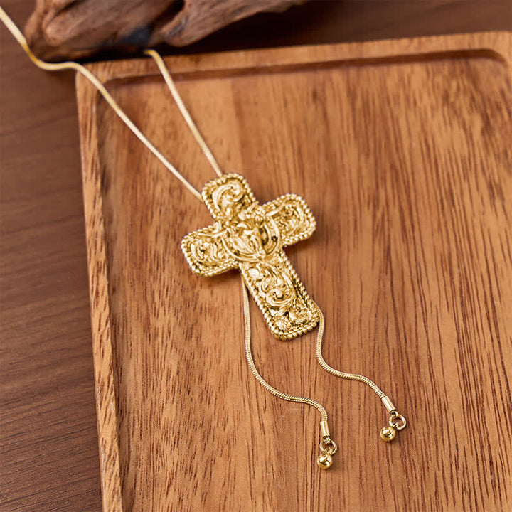 Collier bolo en forme de Y avec gravure Cowboy Faith & Horns - Or - image 4