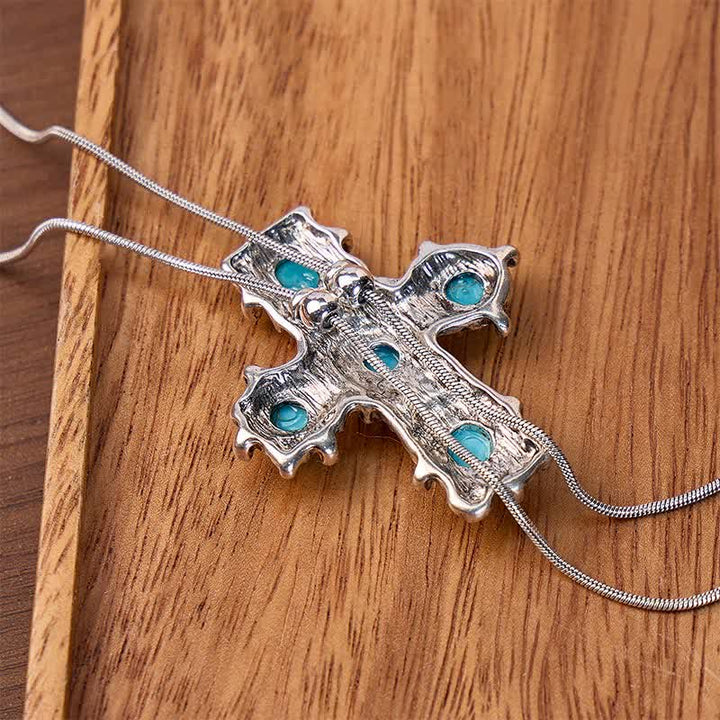 Collier bolo en forme de Y avec croix turquoise occidentale et cinq bénédictions - image 2