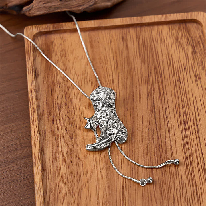 Bottes de cowboy avec collier bolo ajustable en forme de Y orné d'une étoile - Argent - image 4