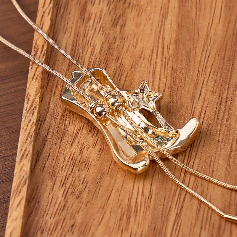 Bottes de cowboy avec collier bolo ajustable en forme de Y orné d'une étoile - image 2