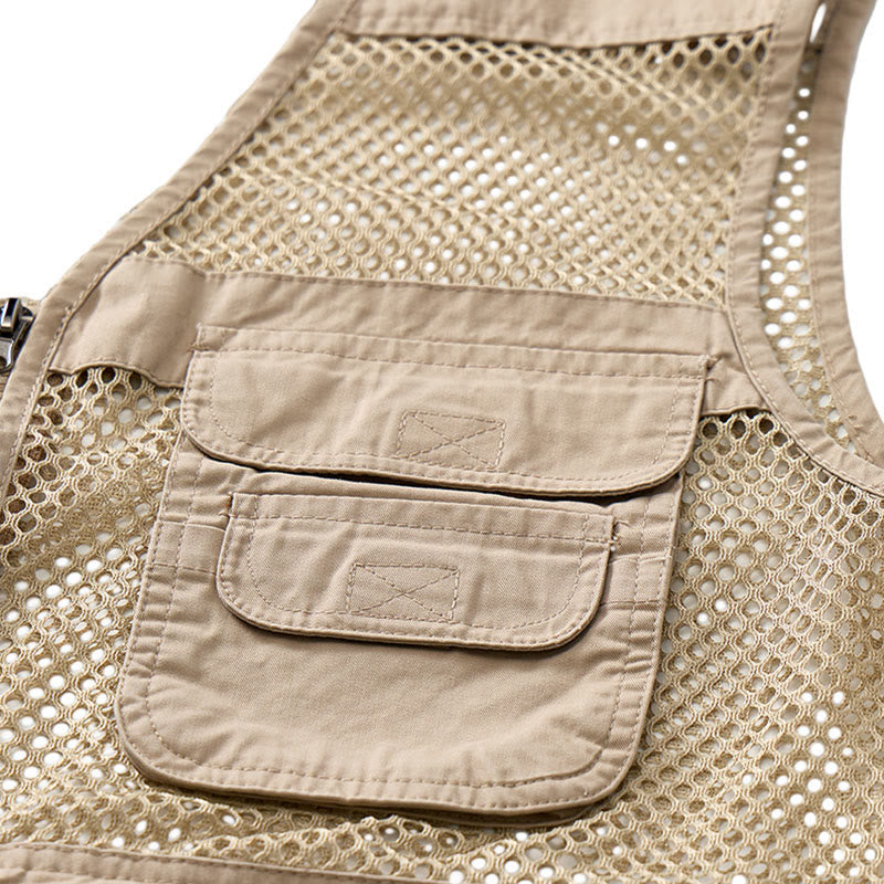 Gilet utilitaire en coton pur, zippé, quatre saisons, pour homme - image 7
