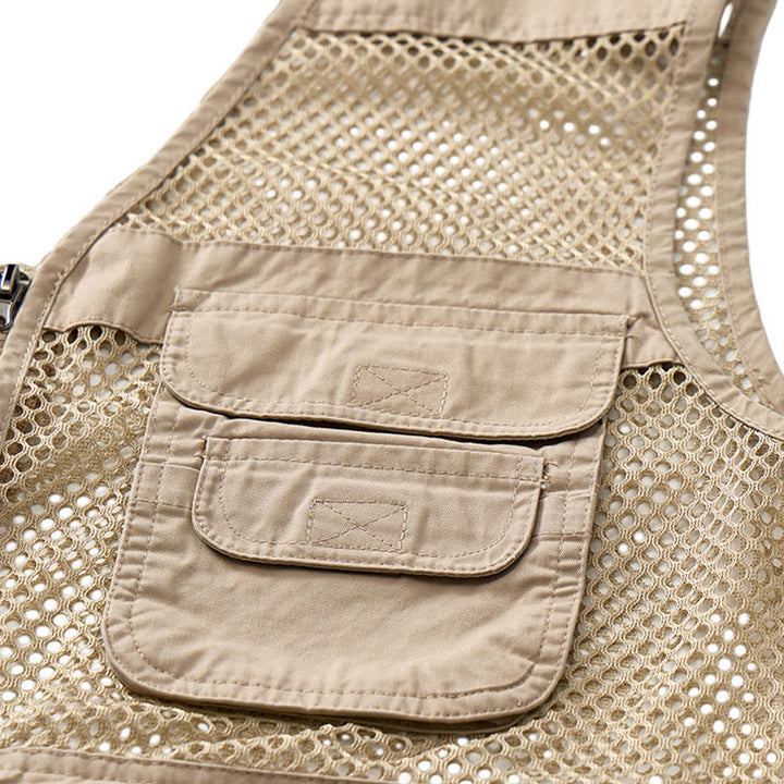 Gilet utilitaire en coton pur, zippé, quatre saisons, pour homme - image 7