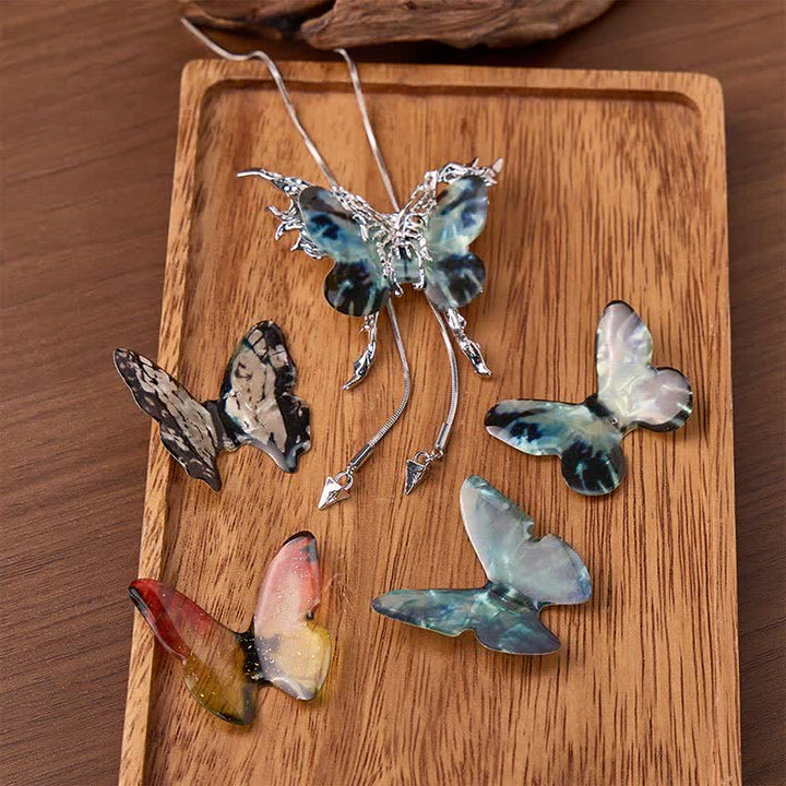 Collier bolo à fermoir coulissant ajustable papillon interchangeable avec 6 ailes remplaçables - Argent - image 0