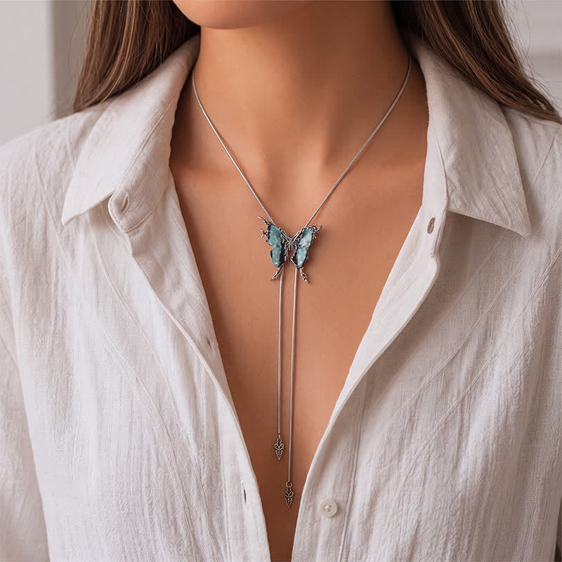 Collier bolo à fermoir coulissant ajustable papillon interchangeable avec 6 ailes remplaçables - image 1