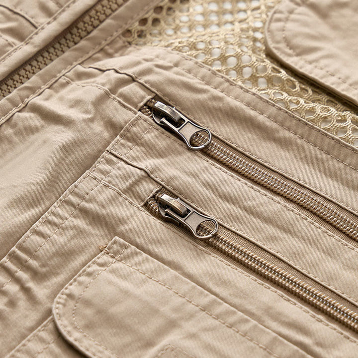Gilet utilitaire en coton pur, zippé, quatre saisons, pour homme - image 6