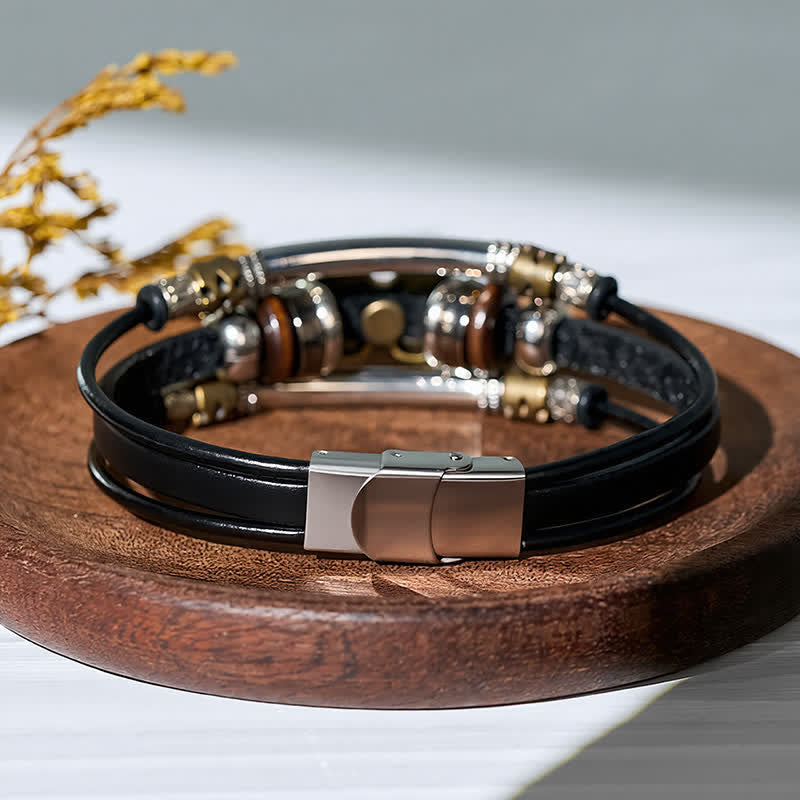 Bracelet vintage en cuir à plusieurs couches, style viking, motif papillon - image 4