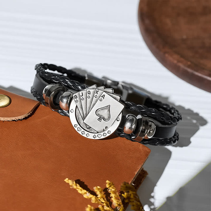 Bracelet en cuir Royal Flush Poker avec cartes à jouer - image 5