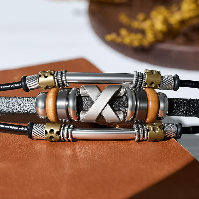 Bracelet manchette vintage punk en cuir et boucle de montre en acier inoxydable - image 7