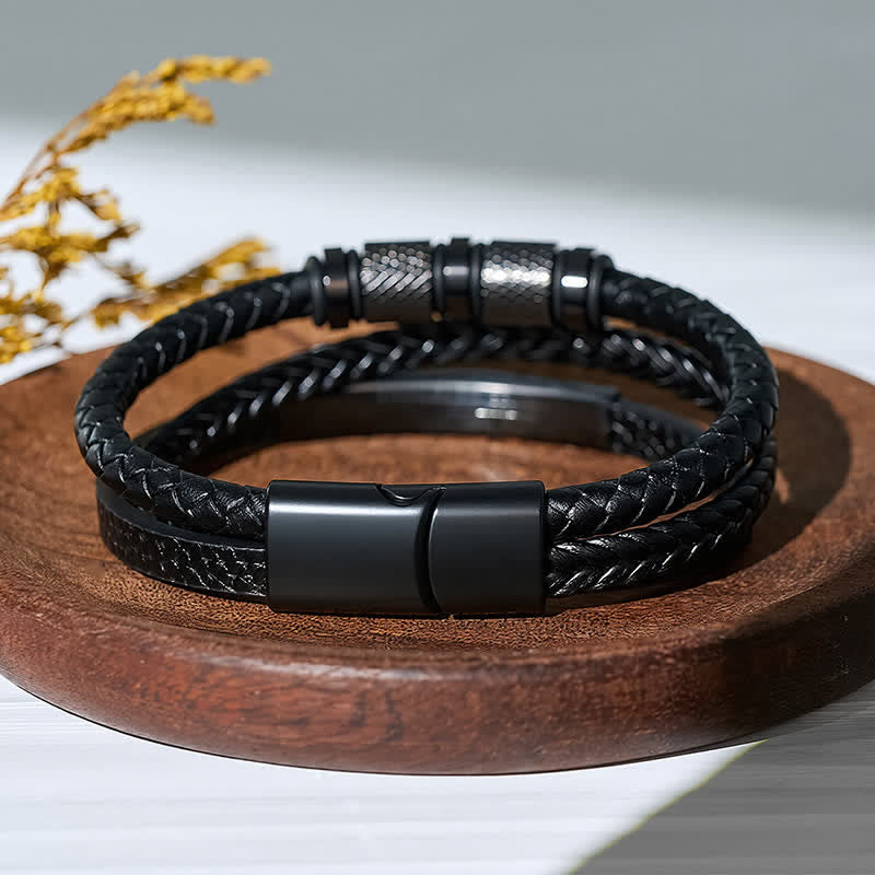 Bracelet minimaliste géométrique en cuir tressé à plusieurs rangs - image 6