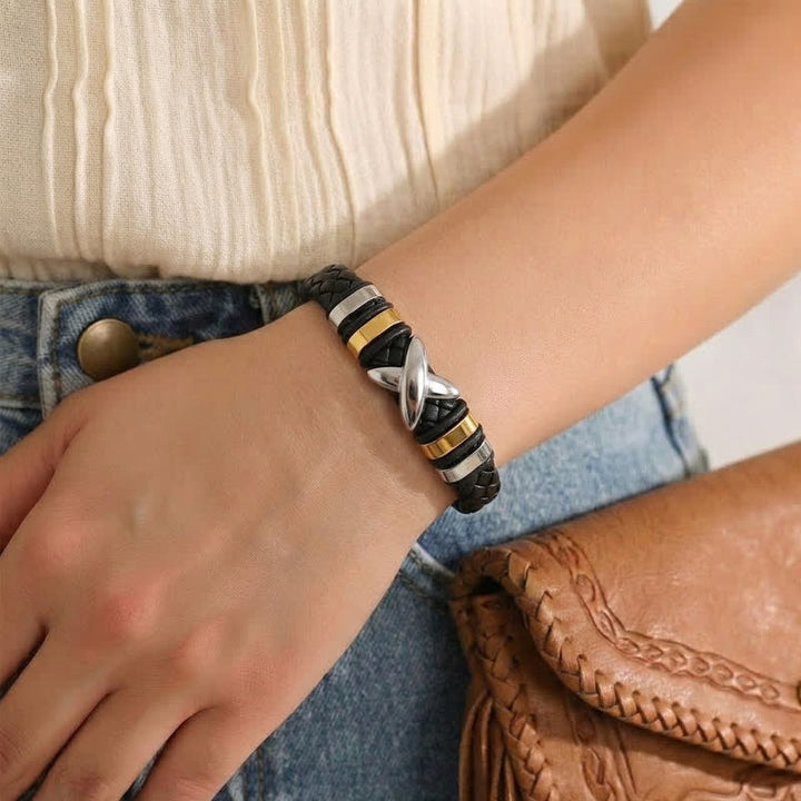Bracelet vintage en cuir et perles d'alliage multi-styles - image 2