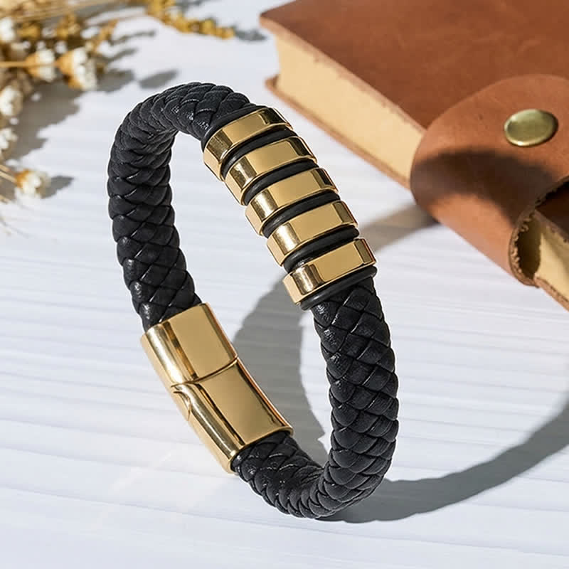 Bracelet vintage en cuir et perles d'alliage multi-styles - Style n° 3 - 7,87-8,86 po / 200-225 mm - image 4