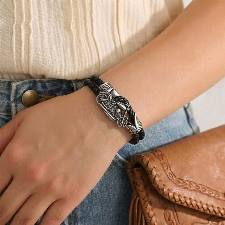 Bracelet en cuir à motif punk rétro motard - image 2