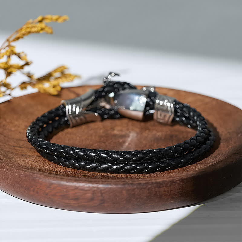 Bracelet en cuir à motif punk rétro motard - image 4