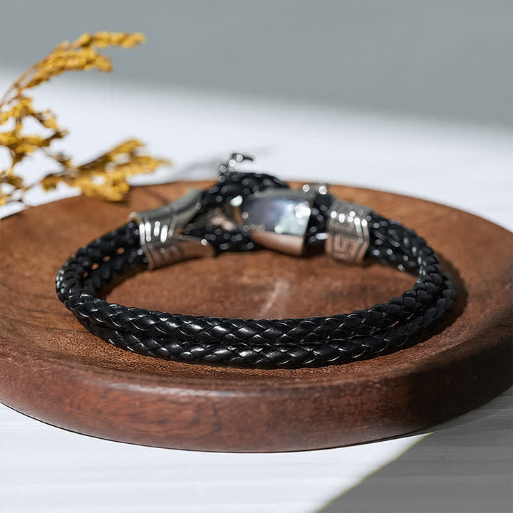 Bracelet en cuir à motif punk rétro motard - image 4