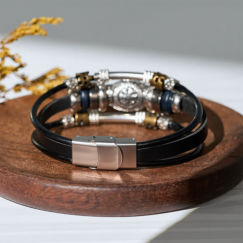 Bracelet en cuir multicouche style viking vintage - image 5