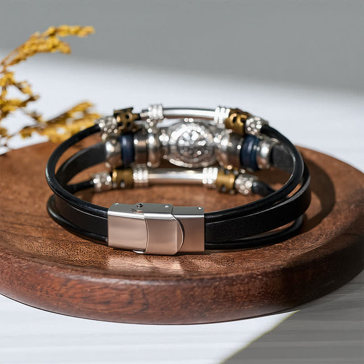 Bracelet en cuir multicouche style viking vintage - image 5