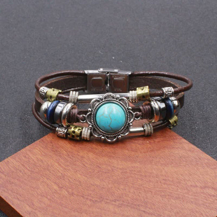 Bracelet en cuir tressé fait main style bohème avec breloque turquoise et breloque turquoise - Style n° 11 - image 13