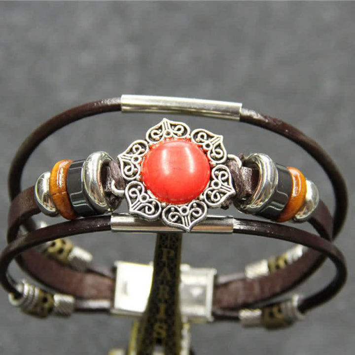 Bracelet en cuir tressé fait main style bohème avec breloque turquoise et breloque turquoise - Style n° 9 - image 11