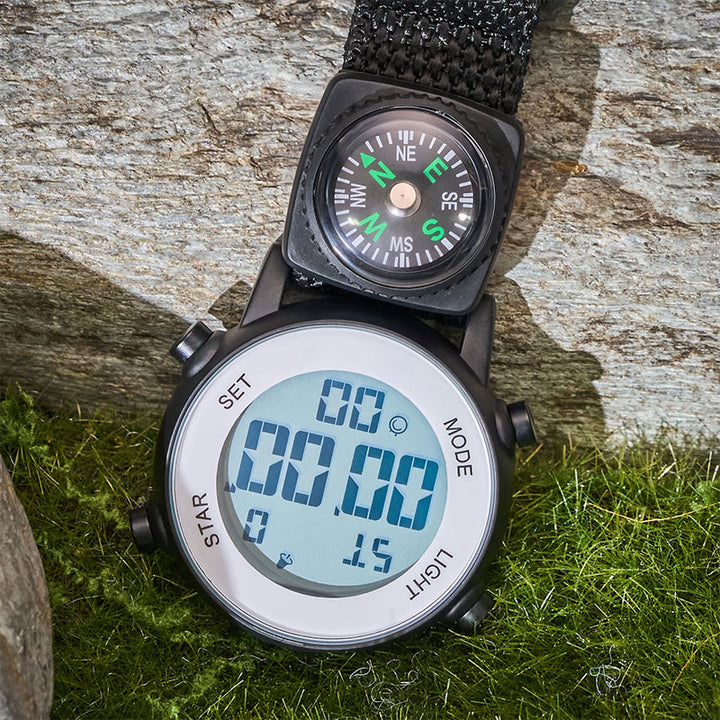 Montre numérique portable à clip avec porte-clés boussole - image 3