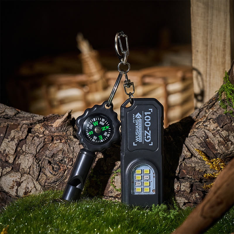 Mini lampe torche Cob, sifflet de survie avec porte-clés boussole - image 3