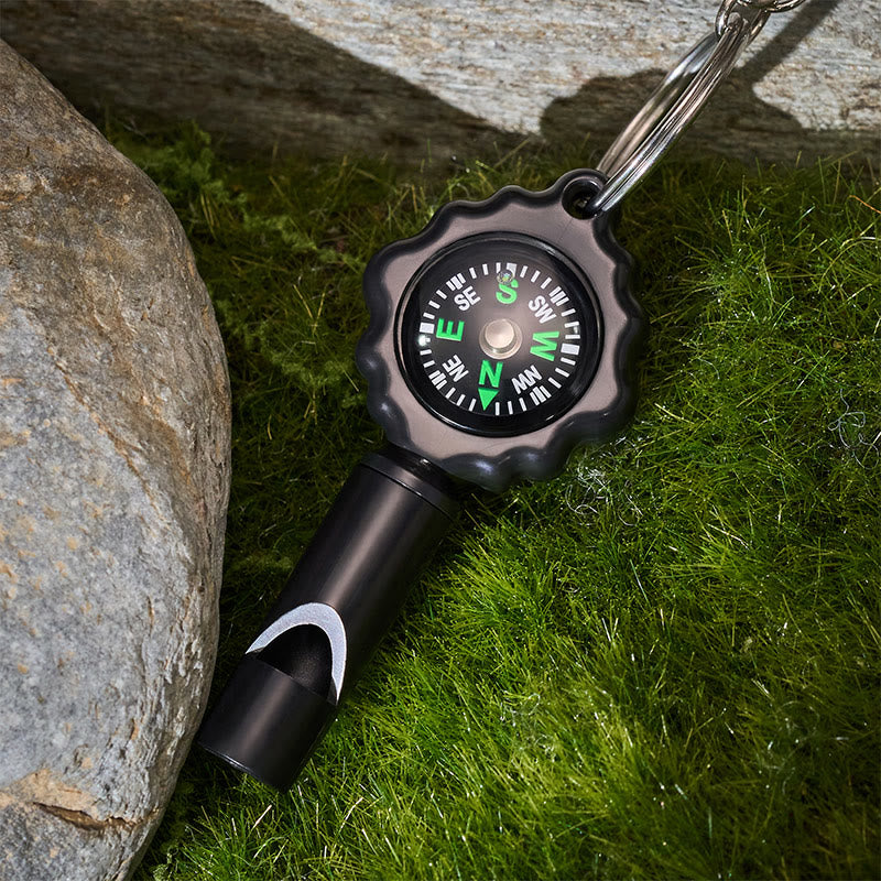 Mini lampe torche Cob, sifflet de survie avec porte-clés boussole - image 4