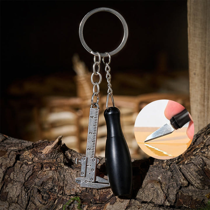 Mini pied à coulisse, outil de mesure, couteau de poche en forme de bowling, porte-clés - Noir - Argent - image 6