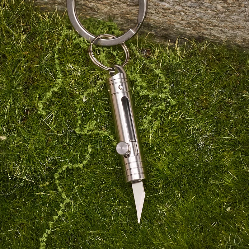 Couteau utilitaire rétractable EDC Mini et porte-clés moto en cuir vintage - image 7