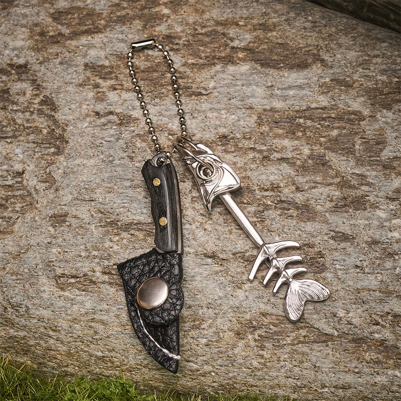 Porte-clés couteau utilitaire EDC détachable en forme d'arête de poisson et de mini-poisson - image 1