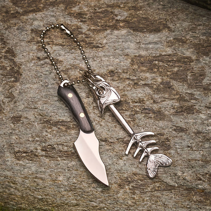 Porte-clés couteau utilitaire EDC détachable en forme d'arête de poisson et de mini-poisson - image 2
